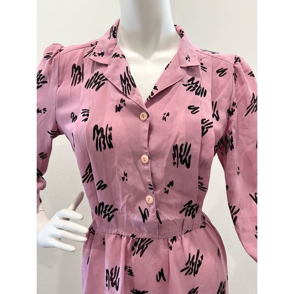 Vintage 80s Jonathan Martin Sheer Secretary Day Dress Medium - Picture 2 of 10